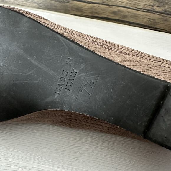 French Sole FS/NY Women Size 7.5 Metallic Taupe Pinstripe Gumdrop Wedge Italy - Picture 11 of 11